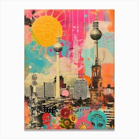 Berlin   Retro Collage Style 4 Canvas Print