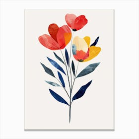 Red And Yellow Flowers, Boho, Minimalism Canvas Print