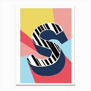 S Geometric Font Canvas Print