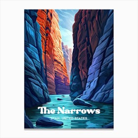 The Narrows Virgin River Travel Illustration Canvas Print