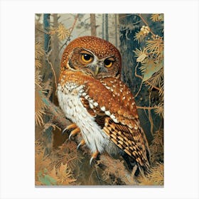 Northern Pygmy Owl Relief Illustration 1 Canvas Print