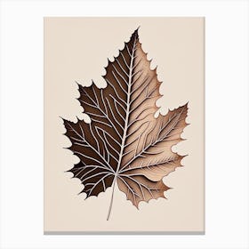 Maple Leaf Earthy Line Art Canvas Print