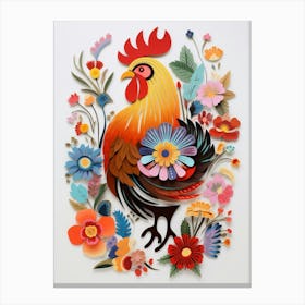 Scandinavian Bird Illustration Chicken 7 Canvas Print