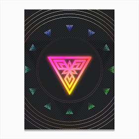 Neon Geometric Glyph in Pink and Yellow Circle Array on Black n.0283 Canvas Print