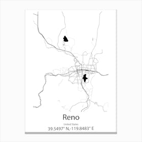 Reno,United States Minimalist Map Canvas Print