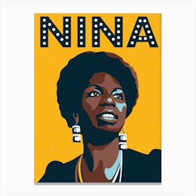 Nina Simone Jazz Icon Yellow Canvas Print