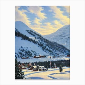 Hemsedal, Norway Ski Resort Vintage Landscape 1 Skiing Poster Canvas Print