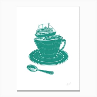 Britannia Boat Teacup Canvas Print