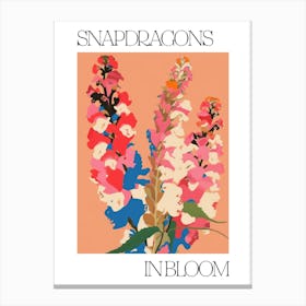 Snapdragons In Bloom Flowers Bold Illustration 3 Canvas Print