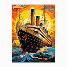 Titanic Ship Sunset Pop Art Illustration 3 Canvas Print