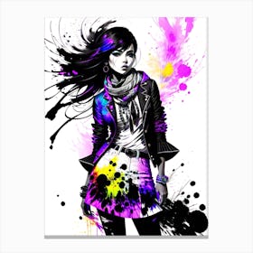 Girl With Paint Splatters 1 Canvas Print