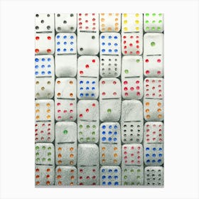 Domino Drawing hand drawn art abstract red blue dots shapes game play charcoal graphite colored pencils vertical gameroom play room kids casino luck  Canvas Print