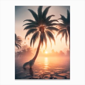 Sunset Palm Trees 1 Canvas Print