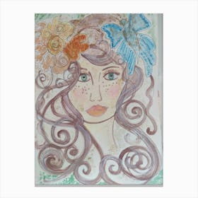 Girl with butterfly Canvas Print