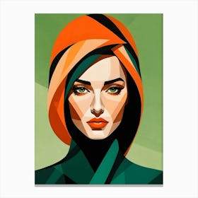 Geometric Woman Portrait Pop Art (89) Canvas Print