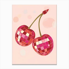 Cherries On A Pink Background 1 Canvas Print