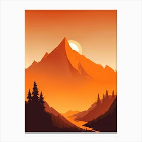 Misty Mountains Vertical Composition In Orange Tone 191 Canvas Print