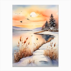 Winter Landscape Painting .1 2 Canvas Print