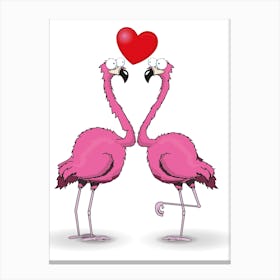 Pink Flamingos in love Canvas Print