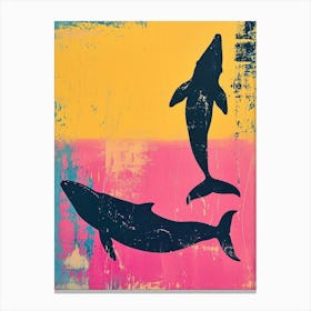Whale Silhouette Textured Painting Canvas Print