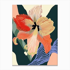 Colourful Flower Illustration Amaryllis 4 Canvas Print