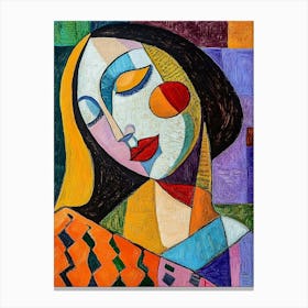 Girl Oil Painting The Collection Of Colorful Oil Paintings Is A Background From Thailand, Pablo Picasso, Geometric Shapes Canvas Print