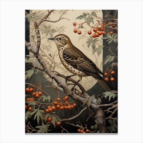 Dark And Moody Botanical Hermit Thrush 4 Canvas Print
