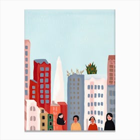 San Francisco, California Scene, Tiny People And Illustration 5 Canvas Print