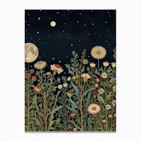 Moonlight In The Meadow Style William Morris Art Print Canvas Print