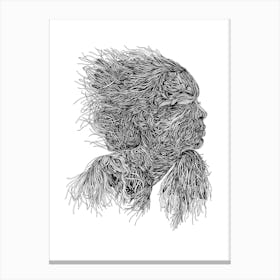 The Wind Linear Drawing Portrait Canvas Print