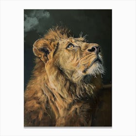 Barbary Lion Night Hunt Acrylic Painting 1 Canvas Print