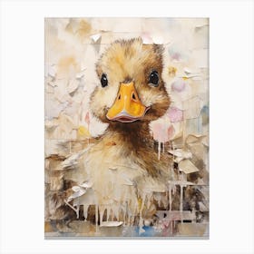 Mixed Media Duckling Collage Canvas Print