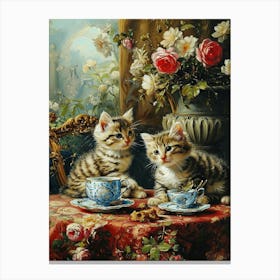 Kittens At Aftertoon Tea Rococo Inspired 1 Canvas Print