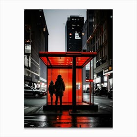 Red Bus Stop Canvas Print