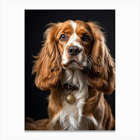 Golden And White English Cocker Spaniel Fluff Surrounding Soft Happy Gaze Purebred Demeanor Sitti (3) 1 Canvas Print