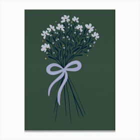 Floral Bouquet With Bow Sage green and Periwinkle Canvas Print