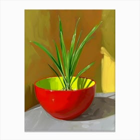 Red Bowl With Plant Canvas Print