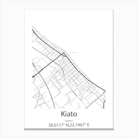 Kiato,Greece Minimalist Map Canvas Print