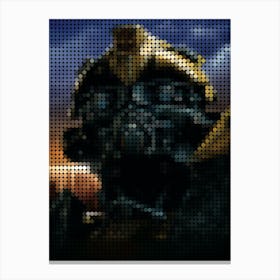 Transformers Bumblebee In A Pixel Dots Art Style Canvas Print