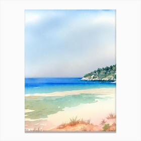 Voutoumi Beach, Antipaxos, Greece Watercolour Canvas Print