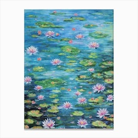 Water Lily Floral Print Bright Painting Flower Canvas Print