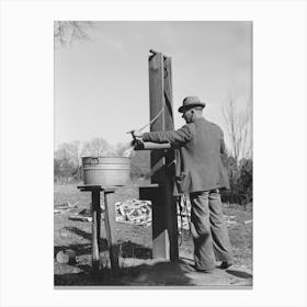 Ed Bagget, Sharecropper, Drawing Water From Well, Near Laurel, Mississippi By Russell Lee Canvas Print