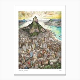 Rio De Janeiro Brazil Drawing Pencil Style 4 Travel Poster Canvas Print