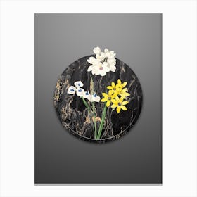 Vintage Corn Lily Botanical in Gilded Marble on Soft Gray Canvas Print