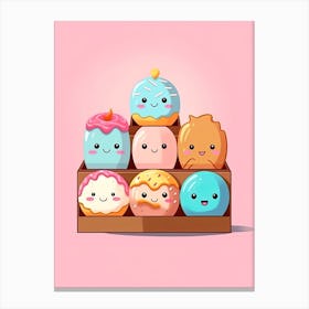 Kawaii Cute Donuts Box Canvas Print