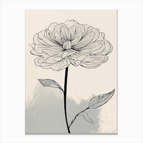 Line Art Marigold Flowers Illustration Neutral 12 Canvas Print