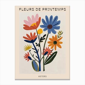 Spring Floral French Poster  Asters 2 Canvas Print