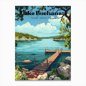 Lake Buchanan Texas Highland Travel Illustration Canvas Print