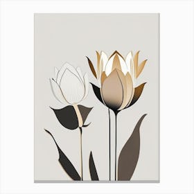 Lotus Flowers In Park Retro Minimal 5 Canvas Print