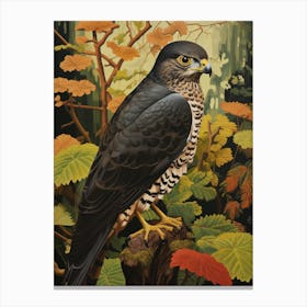 Dark And Moody Botanical Eurasian Sparrowhawk 2 Canvas Print